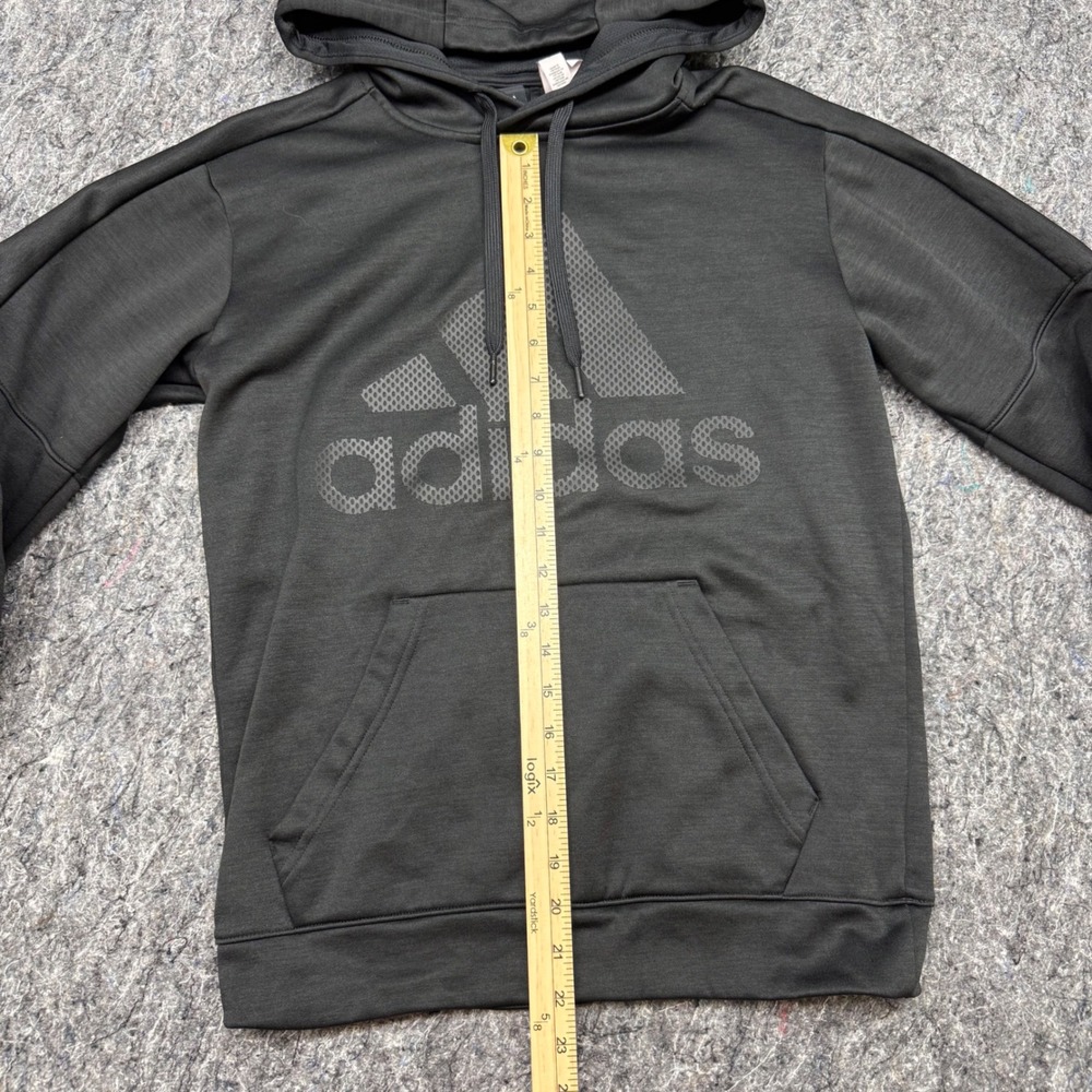 Adidas Mens Black Performance Fleece Logo‎ Hoodie Sweatshirt Small BQ8760 - Picture 2 of 10